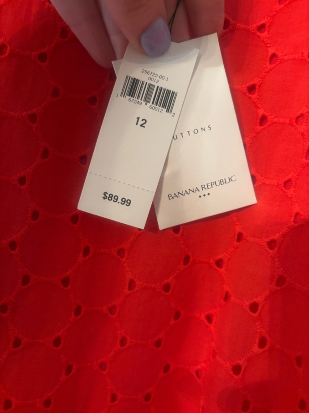 Banana Republic Red Eyelet Short Sleeve Mini Romper - Picture 2 of 3